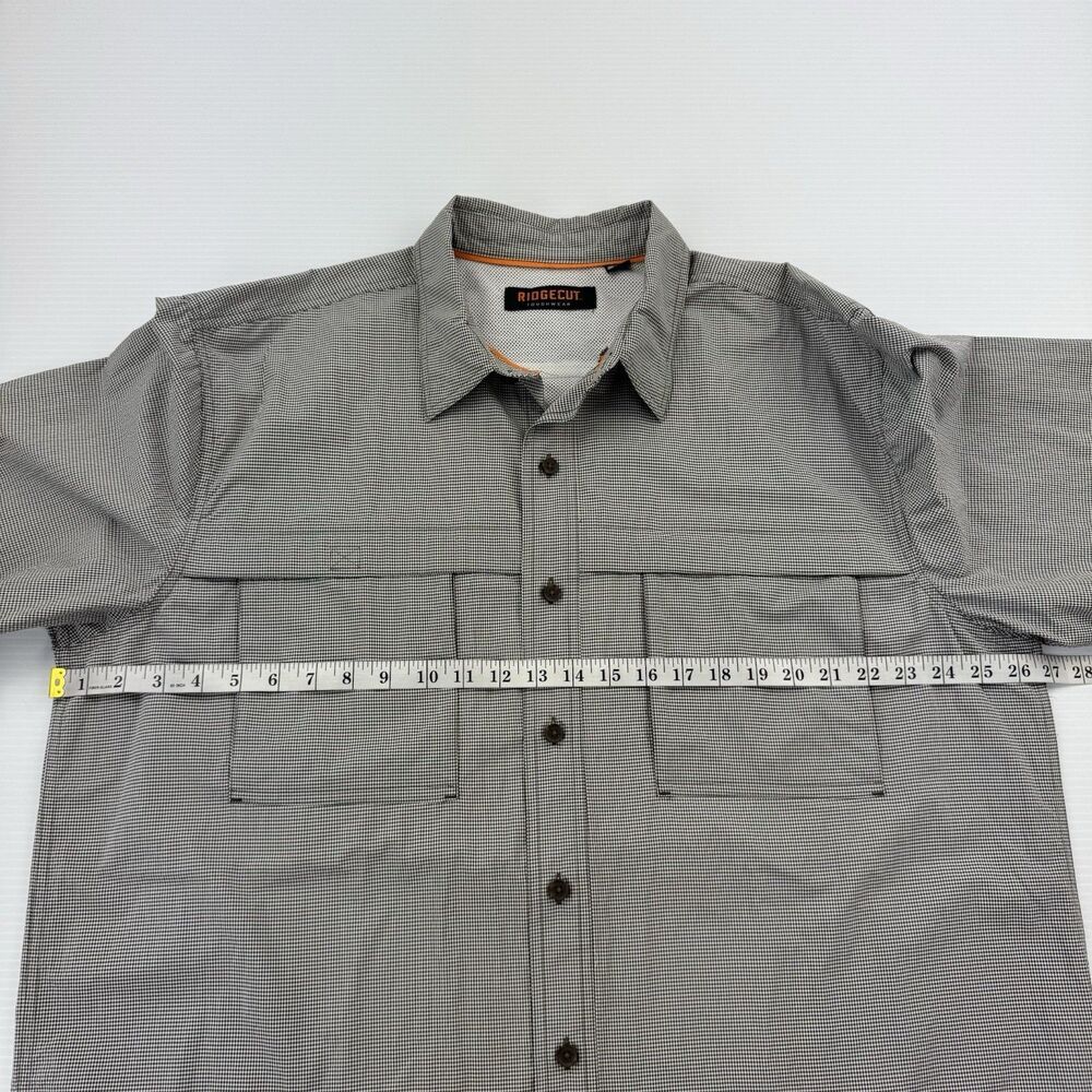 Ridgecut Mens XL Vented Work Shirt Gray Check Button Down Long Sleeve Utility - Picture 11 of 11